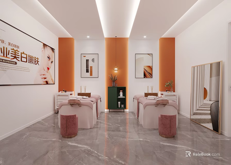 Luxury SPA Salon Interior With Comfortable Beds And Elegant Decor 3d model 