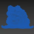 Light Blue Frog Landscape Sculpture with Green Leaf Base and Bumpy Textured Surface