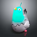Cute Turquoise Bird Stuffed Doll With Gray Wings Red Eyes And Pink Feet