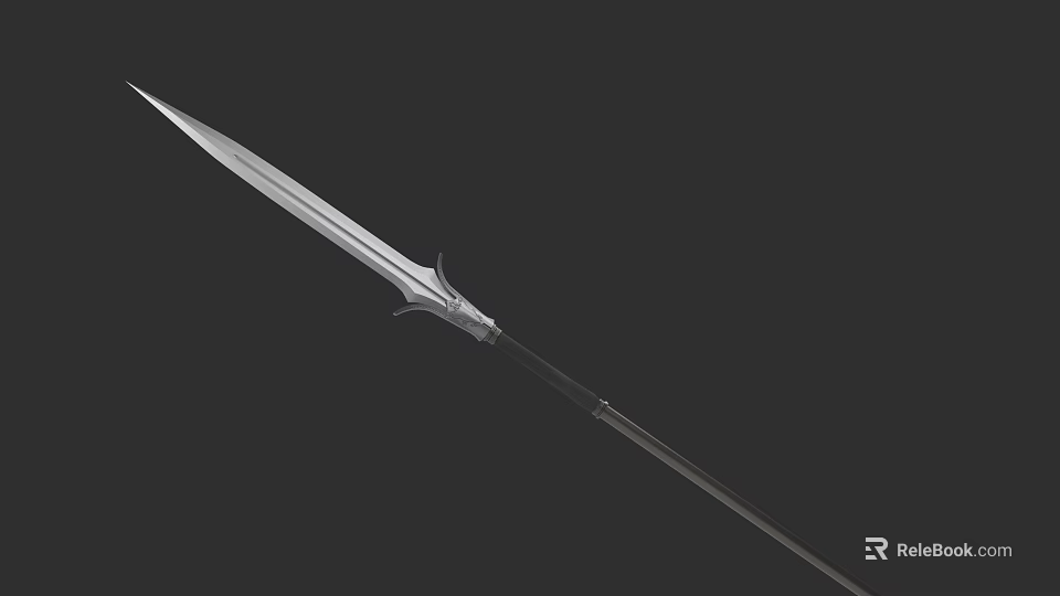 Medieval Spear With Sharp Metal Blade And Long Wooden Handle 3d model 