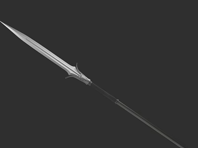 Medieval Spear With Sharp Metal Blade And Long Wooden Handle 3d model