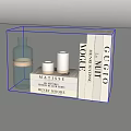 Artistic Decorative Ornament Set Featuring Green Bottle White Cylinders And Art Books
