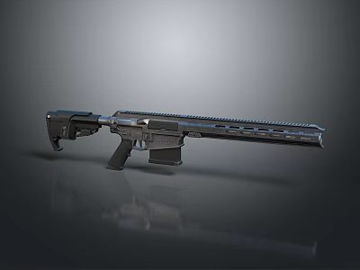 Modern Tactical Weapon Rifle With Black Design And Long Barrel Features 3d model