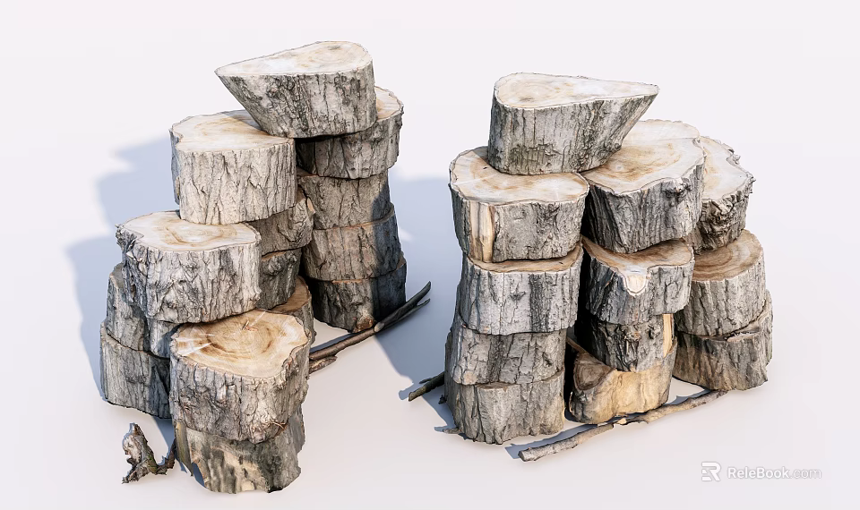 Natural Rustic Wood Logs Stacked For Home Decor And Fireplace Use 3d model 