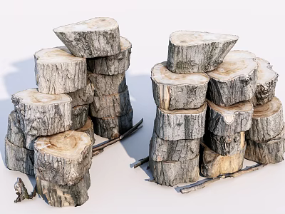 Natural Rustic Wood Logs Stacked For Home Decor And Fireplace Use 3d model