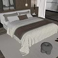 Double bedside table chandelier carpet pillow ornaments 3d model