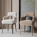 Modern Dining Chairs With Beige Light Brown Upholstery Armrests Wooden Legs In Modern Interior Space