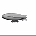 White Airship With Blue Top Edge And Suspended Pod Structure 3d model
