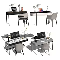 Modern Home Office Desk Setup With Chair Lamp Computer Monitor And Decorations