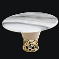 Elegant Dining Table With Marble Tabletop Unique Texture And Gold Hollow Base Design 3d model