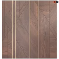 Modern Wooden Wall Panel Design With Geometric Pattern And Gold Accent Lines 3d model