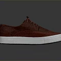 Red Casual Lace Up Shoes With White Sole And Woven Leather Upper Design