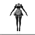 Detailed Maid Outfit 3D Character Model With Apron Black Stockings And Heels