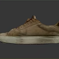 Brown Leather Casual Sneakers With Classic Lace Up Design And White Sole