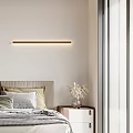 Minimalist Bedroom Interior Design With Light Wall Upholstered Headboard Soft Pillows And Strip Light