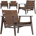 Modern Leisure Chair With Solid Wooden Frame And Leather Cushion For Comfortable Home Living Room