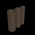 Wooden Decorative Columns With Vertical Stripes And Textured Surface Design