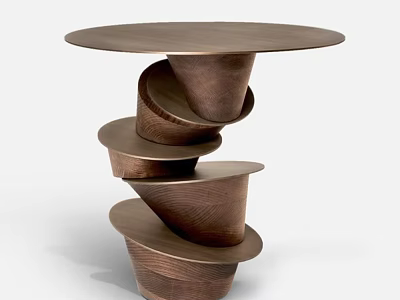 Modern Spiral Design Copper Side Table With Elegant Metallic Texture 3d model
