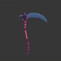 Blue Curved Blade Fantasy Scythe Weapon With Orange Decorative Handle And Grip