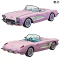 Pink Classic Convertible Car With Vintage Exterior Design And Retro Styling