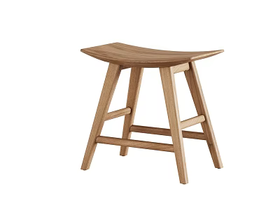 Minimalist Oak Wood Stool With Simple Design And Sturdy Structure For Home Decor 3d model