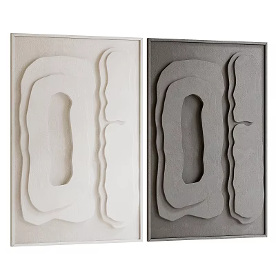 Decorative Layered Geometric Wall Hangings In Light And Dark Neutrals 3d model