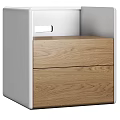 Modern Bedside Table With Two Wooden Drawers And Sleek Silver Frame