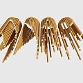 Modern Hanging Wooden Chandeliers With Vertical Slats For Interior Decor