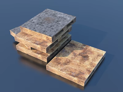 Stacked Textured Square Wooden Boards as Practical Household Items with Brown Gray Tones 3d model