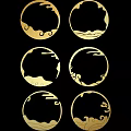 Golden Circular Wall Decor With Traditional Cloud And Wave Patterns On Black Background 3d model