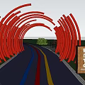 Modern Corridor Frame Red Culture Frame Red Culture Corridor Red Art Device 3d model