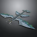 Realistic 3D Model Dragon Featuring Blue Green Wings And Intricate Details