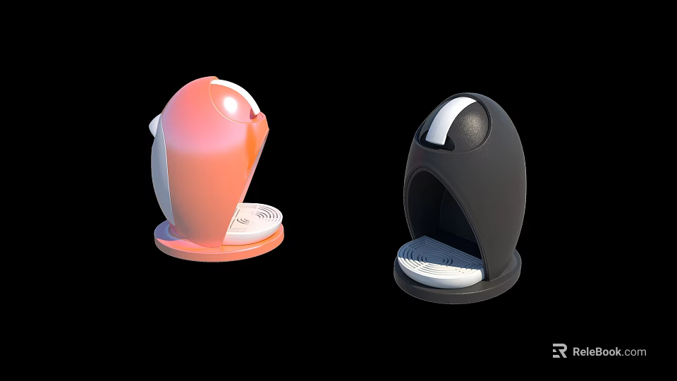 Pink And Black Egg Shaped Kitchen Appliances With Compact Modern Design For Home Use 3d model 