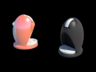 Pink And Black Egg Shaped Kitchen Appliances With Compact Modern Design For Home Use 3d model