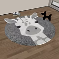 Cute Giraffe Shaped Rug Gray White Design For Kids Room Floor