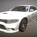 White Muscle Car With Black Grille Hood Scoop And Alloy Wheels