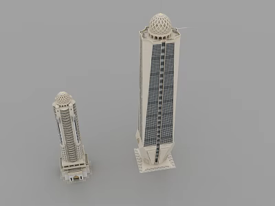 Architectural Scale Models of Tall and Short Domed Towers with Detailed Structures 3d model