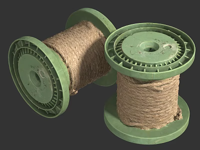 Industrial Equipment Two Green Spools Wound With Hemp Rope For Manufacturing Use 3d model