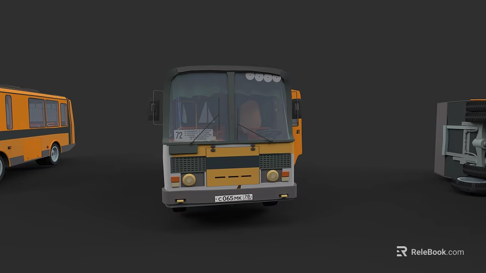 Yellow And Gray ECCOBUS 3D Model Front View With Large Windshield 3d model 