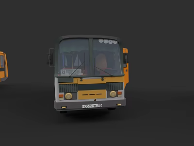 Yellow And Gray ECCOBUS 3D Model Front View With Large Windshield 3d model