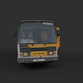 Yellow And Gray ECCOBUS 3D Model Front View With Large Windshield
