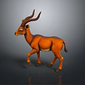 Realistic Orange Antelope 3D Model With Curved Horns And Walking Stance