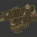 Rustic Wooden Dock Building With Multiple Platforms Ropes Barrels And Support Beams