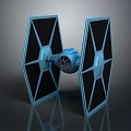 TIE Fighter Spacecraft Model With Black And Blue Wing Design For Space Aviation
