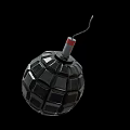 Military Hand Grenade With Black Diamond Pattern Shell And Red Fuse Isolated On Black Background