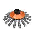 Industrial Steel Wire Brush Wheel With Orange Base And Black Hexagonal Nut