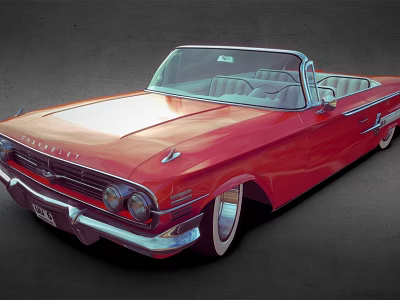 Red Vintage Convertible Car With Gray Leather Seats And Classic Styling 3d model
