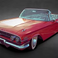 Red Vintage Convertible Car With Gray Leather Seats And Classic Styling