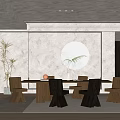 Modern Restaurant Interior Design With Open Kitchen And Spacious Dining Area 3d model