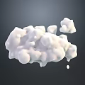 White Cloud Like Landscape Sculpture With Foam Texture And Dark Background 3d model